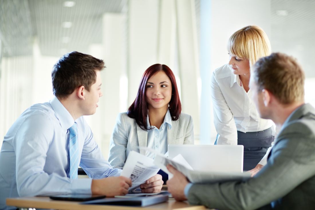 Consultant reviewing a project plan with a client team